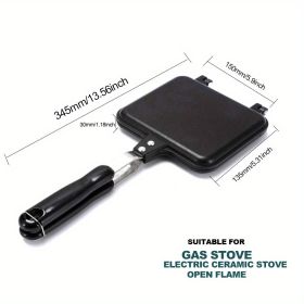 1pc Sandwich Maker Non-stick Grilled Sandwich Double Sided Frying Pan; Bread Toast Breakfast Pan Omelette Pan Outdoor Camping Baking Pan Kitchen Supp