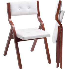 Wooden Folding Chairs with Cushion, Set of 2, Portable Foldable Cushion Chair with Wooden Frame, Modern Padded Dining Chair for Kitchen, Office, Wedd