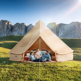 Canvas Bell Tent, 4 Seasons 6 m/19.68 ft Yurt Tent, Canvas Tent for Camping with Stove Jack, Breathable Tent Holds up to 10 People, Family Camping Ou