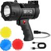 Rechargeable Spotlight Flashlight, 200,000 Lumens, IP67 Waterproof Handheld LED Spot Light, Super Bright Portable Searchlight with 4 Modes Detachable