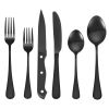 48-Piece Black Silverware Set with Steak Knives, Food-Grade Stainless Steel Flatware Utensils for 8, Mirror Finished Cutlery Set, Dishwasher Safe Eat