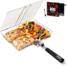 Grill Basket Set, Barbecue BBQ Grilling, Stainless Steel Folding Portable Outdoor Camping Rack for Fish, Shrimp, Vegetables, Cooking Accessories, Gif