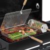 Grill Basket Set, Removable Wooden Handle, 304 Stainless Steel, Rolling BBQ Tools, Smoker Grilling Accessories for Vegetable Fish, Outdoor Cooking Ca