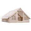 Inflatable Tents for Camping, 5-8 Person Easy Setup Blow up Tent with Hand Pump, 300D Oxford Glamping Tent with Stove Jack 2 Doors & 4 Mesh Windows,