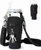 Water Bottle Carrier Bag with Phone Pocket for Stanley Tumbler Neoprene Water Bottle Holder Pouch with Adjustable Strap Bollus with Straw Cover & Car