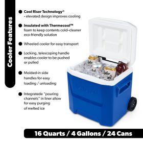 16 QT Laguna Ice Chest Cooler with Wheels, Blue