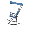 Mesh Tension Rocking Camp Chair with Canopy, Blue and Grey, Detachable Rockers, Adult