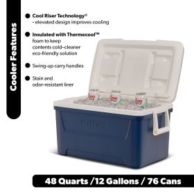 48 QT Laguna Hard Sided Ice Chest Cooler, Navy