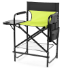 26" Tall Directors Chair with Footrest, 4Portable Bar Height Folding Camping Chair with Built-in Cup Holder, Side Table, Storage Pocket, Neon Green