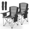Oversized Camping Chairs, 450 lbs Heavy Duty Support, Portable Folding Camp Chairs with Padded Backrest & Armrests, Cup Holder & Side Pocket, Cooler
