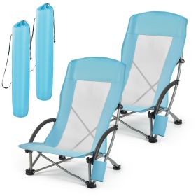Folding Beach Chair, High Back Camping Chairs for Adults, with Cup Pocket, Mesh Back, Carry Bag, Portable Extra Wide Seat Chair 330 lbs Heavy Duty Su