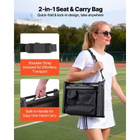 Stadium Seat, Folding Bleacher Chair with Back Support and Thick Cushion, Padded Stadium Seat for Bleacher Includes Shoulder Strap, Hooks, Cup Holder