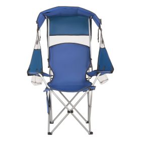 Camping Chair with Canopy Shade, Folding Beach Chair with Canopy & Magazine Pocket, 2 Cup Holders, 330 lbs Heavy Duty Support, Carry Bags for Outdoor