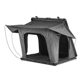 Rooftop Tent Hard Shell, 2-3 Person Aluminum Roof Top Tent Hardshell with Tri-Color LED Light, Thick Mattress & 1 Window, Waterproof Windproof Overla