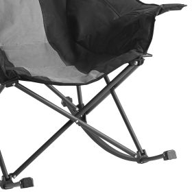 Rocking Camping Chair, Portable Folding Rocker, Heavy-Duty Lawn Chair Recliner with Cupholder & Pocket, Supports 225lbs, Fully Padded Camp Chairs for