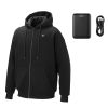Heated Jacket Hoodie for Men Women, Heated Sweatshirt Unisex Full-Zip with 7.4V 16000mAh Power Bank Pack, 5 Heating Zones, 3 Temp Levels, 4-8H Warmth