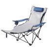 Reclining Camping Chair, 4 Adjustable Positions, Portable Folding Lounger for Adults, Mesh Beach Chair with Footrest & Plush Cushion, Supports 220 lb