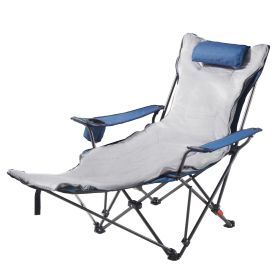 Reclining Camping Chair, 4 Adjustable Positions, Portable Folding Lounger for Adults, Mesh Beach Chair with Footrest & Plush Cushion, Supports 220 lb