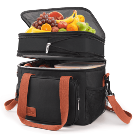 17L Expandable Insulated Lunch Box Bag for Women/Men, Leak-Proof & Freezer-Safe, Double Deck Design with Adjustable Shoulder Strap & Side Pocket for