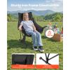 Heated Camping Chair, 3 Heating Settings, Large-Sized Padded Folding Rocker, Heavy Duty Outdoor Lawn Chairs with Pocket & Cupholder, Support 225lbs,