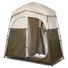 Camping Shower Tent, 2-Room Foldable Portable Privacy Tent Changing Room with Ground Stakes, Ropes, and Carry Bag, 150D Oxford Fabric with Silver Coa