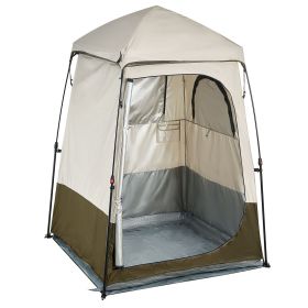 Camping Shower Tent, 1 Room, Foldable Privacy Tent Changing Room with Ground Stakes, Ropes, Carry Bag, and Crossbar, 210D Oxford Fabric with Silver C