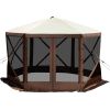 Gazebo Screen Tent, 12 x 12 ft, 6 Sided Pop-up Camping Canopy Shelter Tent with Mesh Windows, Portable Carry Bag, Ground Stakes, Large Shade Tents fo