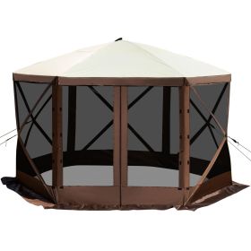 Gazebo Screen Tent, 12 x 12 ft, 6 Sided Pop-up Camping Canopy Shelter Tent with Mesh Windows, Portable Carry Bag, Ground Stakes, Large Shade Tents fo