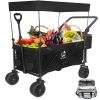 Collapsible Wagon 140L Wagons Carts Foldable with Removable Canopy, Folding Wagon Cart with Wheels for All-Terrain with Brake, Foldable Wagon with Co
