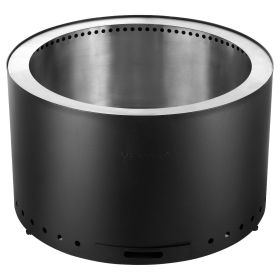 Smokeless Fire Pit Stove Bonfire, H: 18 in x Dia: 28 in ,Wood Burning Fireplaces with Removable Ash Pan, SUS430 Stainless Steel inner Portable Outdoo
