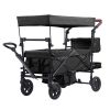 Wagon Stroller for 2 Kids, Push Pull Quad Collapsible Stroller with Adjustable Handle, Encircling Harness Removable Canopy, 4 Wheels with Brakes, Mut