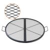 X-Marks Fire Pit Grill Grate, Foldable Round Cooking Grate, Heavy Duty Steel Campfire BBQ Grill Grid with Handle and Support X Wire, Portable Camping