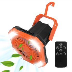 Portable Camping Lantern Fan 10000mAh Battery Powered Hanging Fan USB Rechargeable Tent Fan with 4 Light Modes 3 Wind Modes Emergency Power Bank Remo