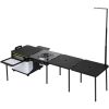 Outdoor Mobile Kitchen, Portable Multifunctional Camp Box with Wheels All in One Integrated Cooking Station with Windproof Stove, Folding Tables Stor