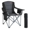 Camping Folding Chair for Adults, Portable Heavy Duty Outdoor Quad Lumbar Back Padded Arm Chairs with Side Pockets, Cup Holder and Cooler Bag for Bea