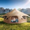 Canvas Tent, 4 Seasons 5 m/16.4 ft Bell Tent, Canvas Tent for Camping with Stove Jack, Breathable Yurt Tent for up to 8 People, Family Camping Outdoo