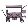 Wagon Stroller for 2 Kids, Push Pull Quad Collapsible Stroller with Adjustable Handle, Encircling Harness Removable Canopy,4 Wheels w/ Brakes,Mutifun