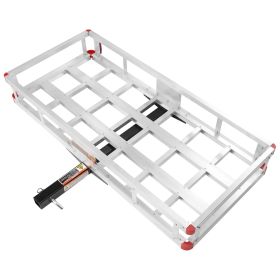 49.4 x 22.4 x 7.1 in Hitch Cargo Carrier, 500lbs Loading Capacity Trailer Hitch Mounted Cargo Basket, Rust-proof Aluminum Luggage Carrier Rack Fits 2