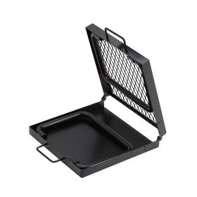 Folding Campfire Grill, Heavy Duty Steel Mesh Grate, 22.4" Portable Camping Grates Over Fire Pit, Camp Fire Cooking Equipment with Legs Carrying Bag,