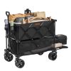 Foldable Double Decker Wagon, 400L Collapsible Wagon Cart with All-Terrain Wheels, Heavy Duty Folding Wagon Cart 350-450 lbs Weight Capacity for Camp