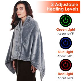 Wearable USB Heated Blanket Shawl, Portable Heated Blanket, 3 Gears 8 Heating Zones Cordless Zip Heated Throw Blanket for Women, Outdoor, Office, Cam