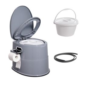 Portable Toilet for Camping, Porta Potty with 1.3 Gal Detachable Inner Bucket & Removable Paper Holder, Commode with Dual Lids, Travel Toilet for Adu