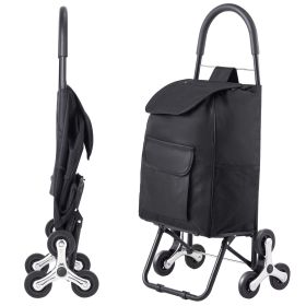 Stair Climber Trolley Dolly, 36L Folding Shopping Cart, Grocery Cart Trolley Laundry Stair Climbing Handcart with 6 Wheels & Oxford Cloth Bag, Foldab