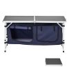 Camping Kitchen Table, Folding Outdoor Cooking Table, 3 Adjustable Height, Aluminum Lightweight Portable Cook Station with Storage Organizer, Carry H