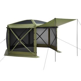 Pop up Gazebo Screen Tent, 10 x 10 ft Large 6-Sided Camping Canopy Tent with Removable Top & Carry Bag, Quick-Set & Bite-Proof, Screen House Sun Shel