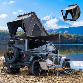 Explorer Pro Rooftop Tent Hard Shell with USB Outlet, Side Awning, Replaceable Netting Curtain&Luggage Racks for 4 Season Camping, Aluminum Pop Up 2-
