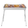 Portable Stainless Steel Folding Charcoal Grill with Barbecue Grate Large Outdoor BBQ Grill for Cooking Camping Hiking Picnic Backyard Garden Patio E