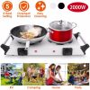 Hot Plate, 2000W Hot Plate,Portable Electric Stove Countertop Double Burners W/5 Level Temperature Control & Stay Cool Handles, Lightweight Cast Iron