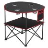 Folding Camping Table, Portable Outdoor Lightweight Picnic Table, 600D Oxford Fabric Waterproof Canvas Travel Beach Tables, with 4 Cup Holders, Carry