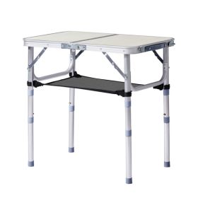 Outdoor Folding Camping Table, 2ft Portable Pinic Table with 3 Adjustable Height, Small Aluminum Foldable Lightweight Patio Side Table with Carry Han
